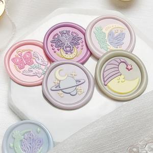 Sceaux de cire à cacheter de la série Nuit étoilée et Lune, design planète en cuivre rond, pour la décoration et la scellure de journaux - Product Image 3