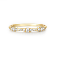 Schlanker, filigraner 925er Sterlingsilber gebogener Verlobungsring, stapelbar, mit Pavé-Zirkonia-Fassung, vergoldet, für Damen