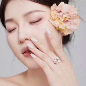 Dylam Nouvelle Bague Ajustable Ouverte en Argent Sterling Massif, Bijoux de Mode Élégants et Raffinés, Formes Multiples, Zirconia 1ct 5A - Product Image 2