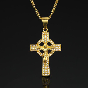 Collar con Cruz Celta <span class=keywords><strong>Etro</strong></span> de Acero Inoxidable, Colgante Hip Hop para Hombre y Mujer - Product Image 1