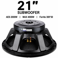 Subwoofer professionnel de 21 pouces, 2000 W RMS, haut-parleur PA haute puissance, bobine vocale de 152 mm, aimant de 300 mm pour système de sonorisation de scène