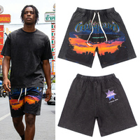Pantalones Cortos Godspeed para Hombre, Marca Godspeed, Premium, de Algodón Lavado, con Diseño Gráfico Desgastado, Estilo Hip Hop Urbano