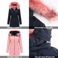 2026 manteau d'hiver décontracté grande taille pour femmes avec col en fourrure double face détachable veste Parker matelassée avec chapeau détachable