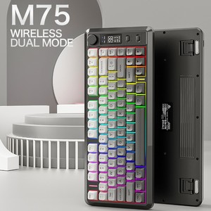 FREEWOLF M75 Keyboard Mekanikal nirkabel, 2.4G <span class=keywords><strong>Bluetooth</strong></span> Mode ganda Keyboard Game dengan 82 tombol dan Keyboard Gaming RGB untuk kantor/Gaming - Product Image 5