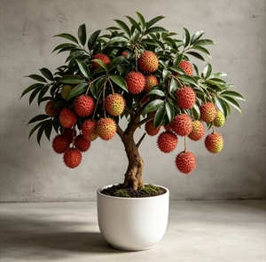 Arbre Bonsaï Artificiel de Ramboutan Rouge en Gros, Fruits Réalistes et Fluffys, Plante Artificielle en Pot pour Décoration de Table de Restaurant ou de Réception - Product Image 4