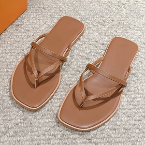 Latest High End Designer Original Brand Designer Women Square <b>Toe</b> Flat Sandals Breathable Summer Slippers Non Slip Home Shoes - Product Image 4