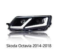 Pour Skoda Octavia 2015-2017, ensemble de phares 12V 35W, modification avec double lentille LED en forme de L, clignotants séquentiels, One Million