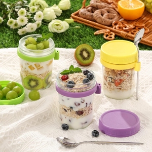 Recipientes Portátiles <span class=keywords><strong>para</strong></span> Avena Nocturna, Frascos Mason de 10 oz/300 ml, Recipientes de Vidrio <span class=keywords><strong>para</strong></span> Conservas con Tapas y Cuchara <span class=keywords><strong>para</strong></span> Desayuno y <span class=keywords><strong>Almuerzo</strong></span> - Product Image 5