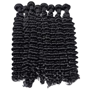 K.S WIGS Extensions de cheveux humains Remy 8A 10A 12A, Ondulation profonde, Double tirage, Double trame machine, en paquets - Product Image 1