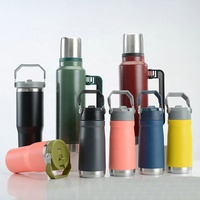 Termos Botol Air Stainless Steel Ukuran Besar Klasik yang Dapat Disesuaikan, dengan Pegangan
