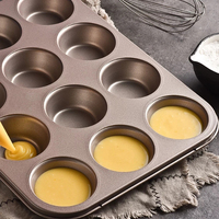 Moule de cuisson antiadhésif en acier pour 12 cupcakes, tartelettes et muffins, plateau de cuisson rond pour biscuits et gâteaux
