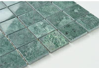 Carreaux de mosaïque en marbre vert à motif carré poli de haute qualité de 12x12 pouces pour la décoration de la maison