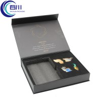 Caja de Regalo de Cartón Rígido de Alta Gama con Logotipo Personalizado, Papel Recubierto Ecológico Negro, Embalaje con EPE para Productos Cosméticos y Té