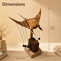 Met de hand gesneden ornament van zwarte walnoot met duivelvismotief, oplaadbaar bureau-decoratie van massief hout, uniek Valentijnscadeau voor thuis