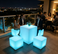 Meuble cube LED lumineux avec couleur RGBW, étanche IP65, rechargeable, pour usage extérieur