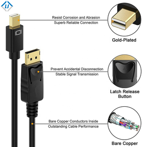 Câble <span class=keywords><strong>DisplayPort</strong></span> vers Mini <span class=keywords><strong>DisplayPort</strong></span> plaqué or 24 carats en PVC + cuivre pur 4K 60HZ - Product Image 4