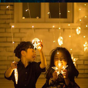 Cortina <span class=keywords><strong>de</strong></span> <span class=keywords><strong>luces</strong></span> Led con forma <span class=keywords><strong>de</strong></span> luna y estrellas, iluminación decorativa para exteriores, para bar - Product Image 1