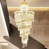 Lustre d'escalier en cristal buduplex bâtiment Villa Pick vide, luminaire suspendu de luxe Post-moderne haut de gamme pour hall d'hôtel