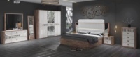 Ensemble de meubles de chambre à coucher de luxe, 5 pièces, panneau de chambre à coucher, lit king size de 1.8m