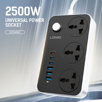 Multiprise universelle LDNIO SC3604C avec 3 prises et prise USB universelle, multiprise avec interrupteur principal de sécurité