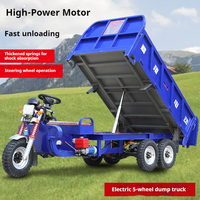 Camion benne électrique à cinq roues pour le transport agricole, moto cargo, levage hydraulique, double essieu, double entraînem