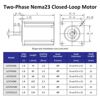 Lichuan 1000PPR DC24V ~ 50V 3/4A contrôleur de moteur pas à pas 1/1.5/2/2.2/3/3.5N.m 2 phases Nema23 Kit de pilotes de moteur pas à pas en boucle fermée