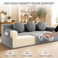 Premium-Qualität Hellgraues Tiefsitz-3-Sitzer-Sofa für Kleine Wohnzimmer 180 cm Breit Modernes Kleines Wohnzimmer-Sofa