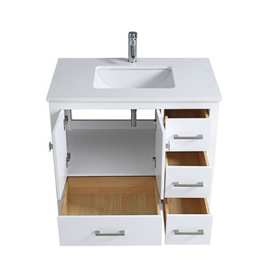 ตู้ห้องน้ำสไตล์ฝรั่งเศสโบราณสีขาวเคลือบอบสี ปี 2025 ขายดี พร้อมอ่างเซรามิกในตัว - Product Image 4