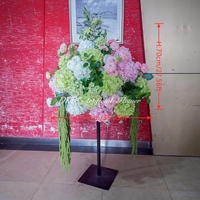Boule de fleurs artificielles en hydrangea rose et vert de 90 cm, grande taille, pour arrangement floral d'autel de mariage, décoration de centre de table