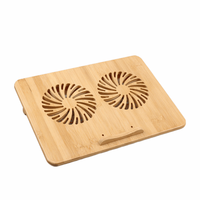Support de refroidissement en bambou pour ordinateur portable de jeu de 15.6 pouces, support de refroidissement pour ordinateur portable avec Double ventilateur USB