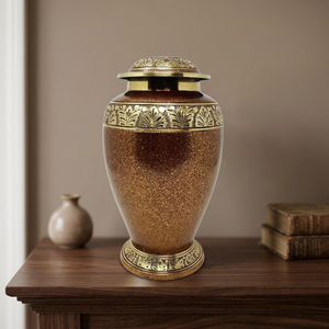 Urna Funeraria de Metal con Diseño Indio, Recuerdo Conmemorativo, Decorativa, para Cenizas, Tono Dorado, Decoración de Mesa, Duradera, 200 - Product Image 1