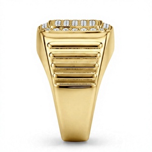 <b>Gold</b> Plated Zircon <b>Ring</b> <b>Men</b> Oval Signet Band Micro Inlaid CZ Jewelry for Wedding Engagement Party Gift - Product Image 3