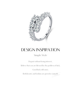 Anillo de Plata de Ley S925 con Circonitas Marquise y Redondas, Diseño Floral, Media Eternidad, Brillante y Elegante - Product Image 3