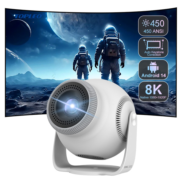 Topleo Mini Projector Android 14 Smart 8K Video Decoding Portable Android Smart Projector Home Theater Projector