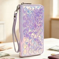 Dompet Kartu Eco Iridescent dengan Pola Ekor Ikan 3D untuk Wanita, Estetika Y2K Trendi, Dompet PU Holografik, Logo Custom