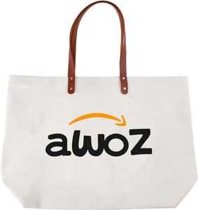 Sac fourre-tout personnalisé en toile de coton avec poignées en cuir, bandoulière unique et poche zippée, idéal pour les cadeaux et les sorties. - Product Image 4