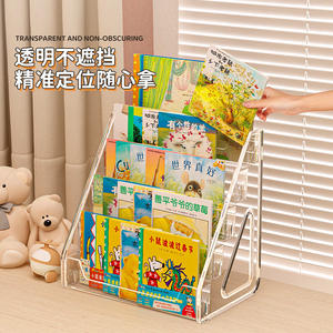 Estantería acrílica para niños, estante de almacenamiento de doble nivel para dormitorio, escritorio, organización de libros ilustrados para niños - Product Image 5