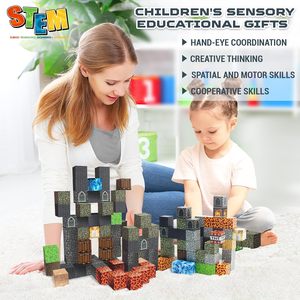 New Nhựa Khối Từ Tính 60Pcs Xây Dựng Lâu Đài Tối Thế Giới Thiết Lập Montessori Gốc Cảm Giác Đồ Chơi Chàng Trai Cô Gái OEM 2.5Cm - Product Image 5