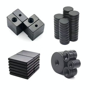 Imanes <span class=keywords><strong>de</strong></span> Neodimio Recubiertos <span class=keywords><strong>de</strong></span> Epoxi Negro Superresistentes Personalizados, Bloque Redondo/Disco/Anillo/Imán con Orificio, Materiales Magnéticos N35-N52 - Product Image 1