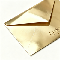 Enveloppe en carton réfléchissant doré effet miroir, personnalisable avec logo par estampage à chaud, pour cartes de remerciement et invitations de fête