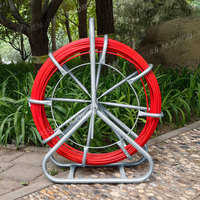 Ruban de pêche en fibre de verre tiges de câble ruban de poisson conduit Rodder extracteur de fil avec cage et support de roue