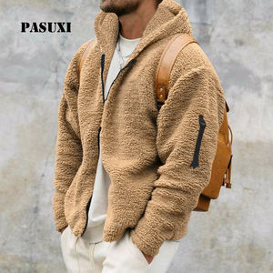 Chaqueta de Forro Polar para Hombre PASUXI, Otoño Invierno, Holgada, Informal, con Cremallera, Abrigo Térmico Transpirable con Capucha, Cortavientos - Product Image 1