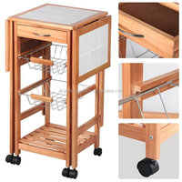 Chariot de Service de cuisine pliable en bois pour maison hôtel Restaurant