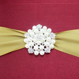 High-End Mewah Anggur Merah Lipat Sutra Permata Undangan Pernikahan dengan Mutiara - Product Image 6