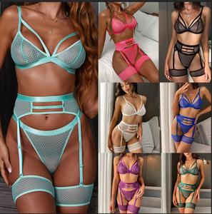 Nuevo Conjunto de Lencería Sexy de 3 Piezas con Malla Transparente 2025: Sujetador, Bragas y Liguero - Venta al por Mayor y Envío Directo |   Estilo Europeo Disponible en Tallas Grandes - Product Image 2