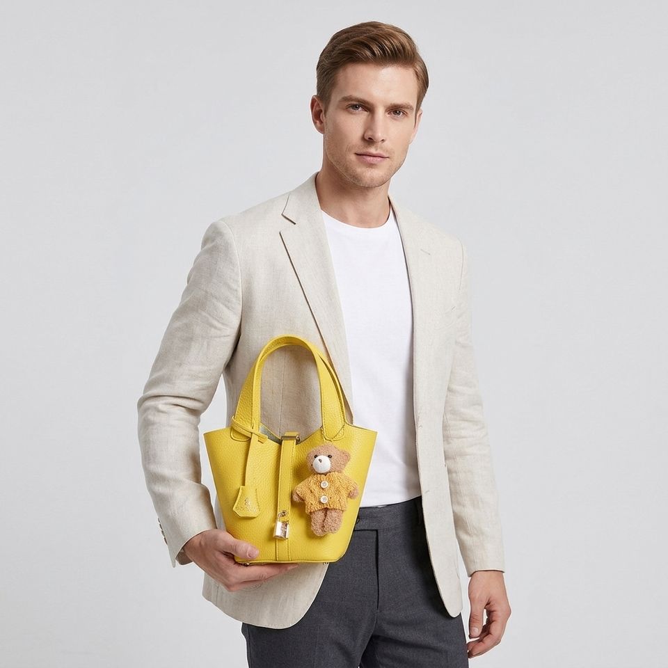 Style Gender Women Polyurethane Bucket Handbag Woven Basket Style Shoulder Tote ...
