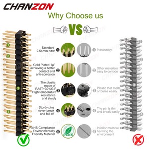 2x20 Pin maschio Gpio doppio perno 20 Pin doppia fila 2.54mm placcato oro due file Nano connettore per <span class=keywords><strong>Arduino</strong></span> PCB Raspberry Pi - Product Image 5
