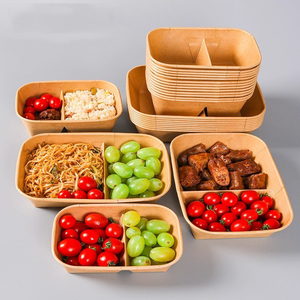 Sinh thái thân thiện bán buôn dùng một lần giấy kraft 2 ngăn tùy chỉnh Hộp giấy cho bao bì thực phẩm với logo và nắp - Product Image 1