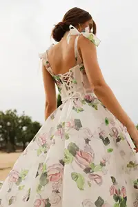 SB2564 High Quality Sleeveless Beautiful Summer Dresses Floral Print Casual Women Dress Elegant Vintage