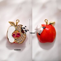 Pendentif Breloque Personnalisable DIY pour Bijoux, Plaqué Or, Émail, Zircon Cubique, Motifs Fruits, Fleurs, Champignons, Ananas